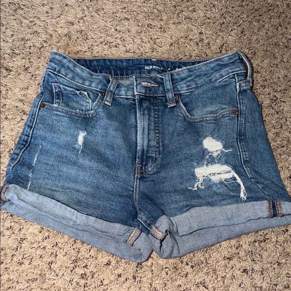 Old Navy Women's OG HighRise - Distressed Blue Jean Shorts